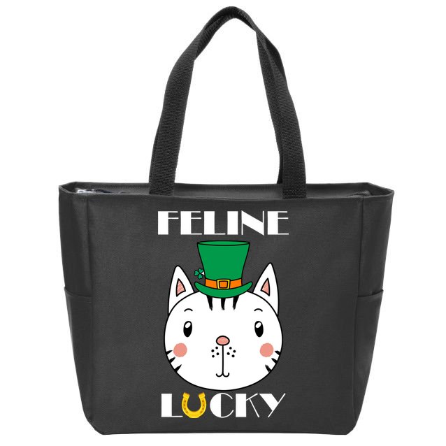 Feline Lucky Cat St Patricks Day Zip Tote Bag