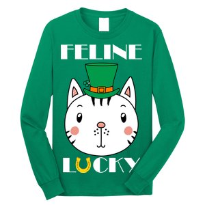 Feline Lucky Cat St Patricks Day Long Sleeve Shirt