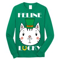 Feline Lucky Cat St Patricks Day Long Sleeve Shirt