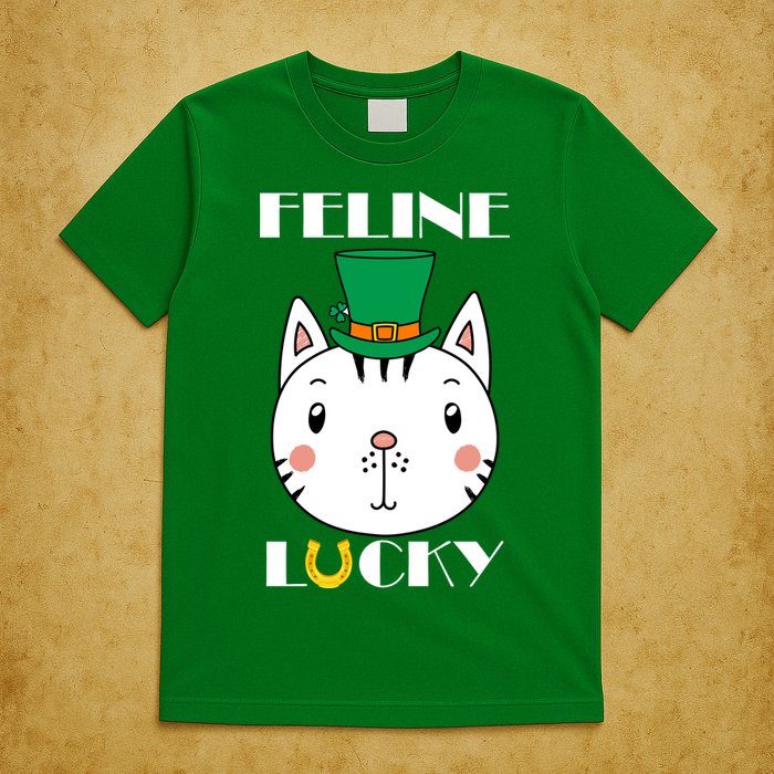 Feline Lucky Cat St Patricks Day T-Shirt