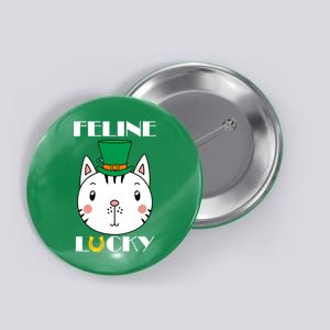 Feline Lucky Cat St Patricks Day Button