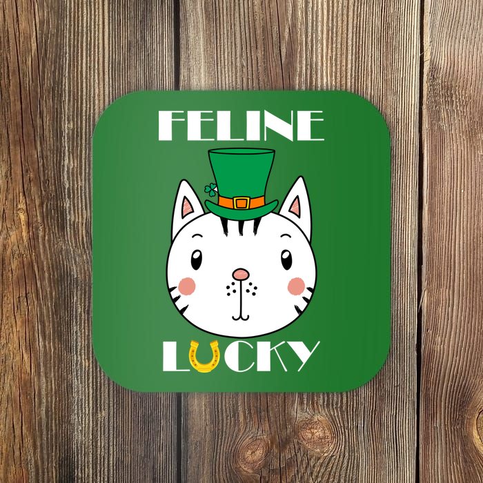 Feline Lucky Cat St Patricks Day Coaster