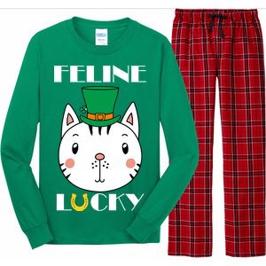 Feline Lucky Cat St Patricks Day Long Sleeve Pajama Set