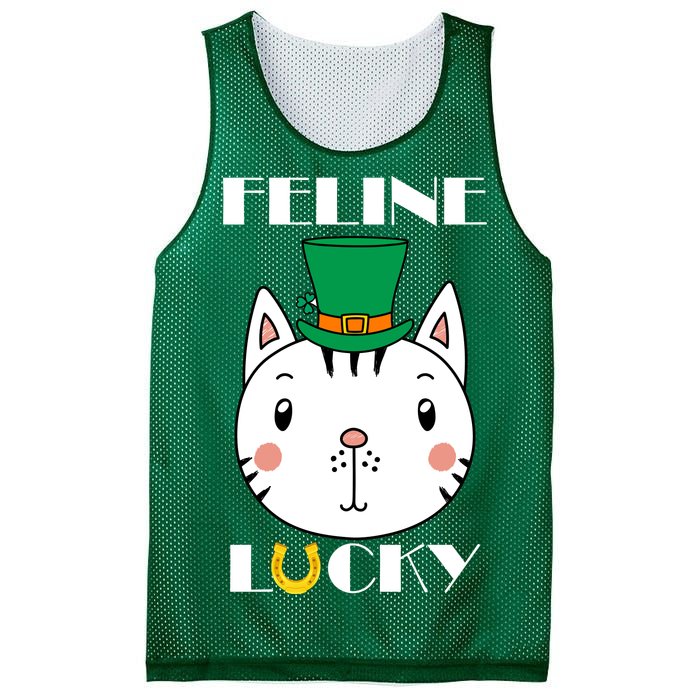 Feline Lucky Cat St Patricks Day Mesh Reversible Basketball Jersey Tank