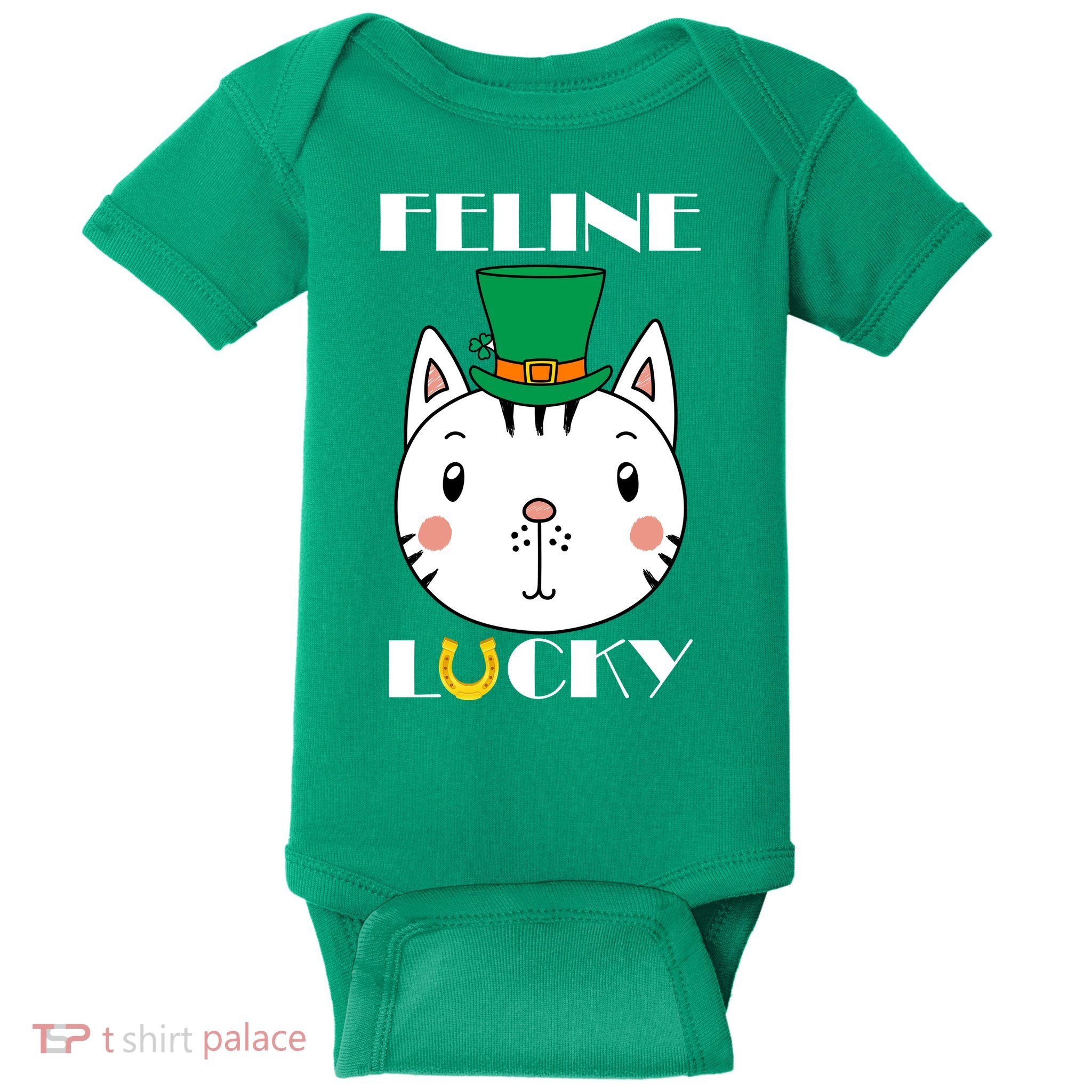 Feline Lucky Cat St Patricks Day Baby Bodysuit