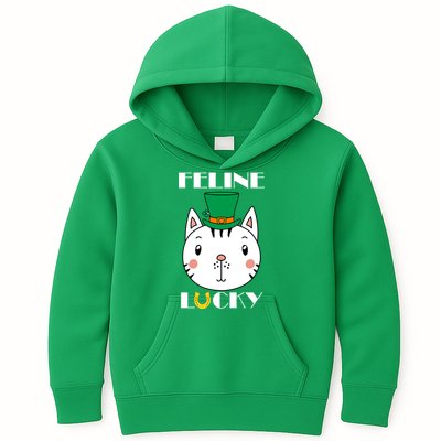 Feline Lucky Cat St Patricks Day Kids Hoodie