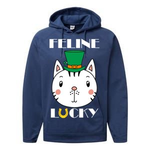 Feline Lucky Cat St Patricks Day Performance Fleece Hoodie