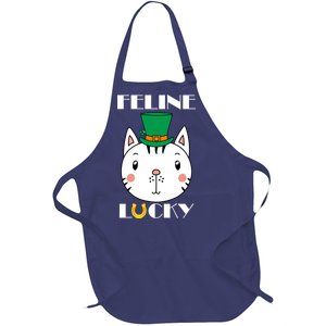 Feline Lucky Cat St Patricks Day Full-Length Apron With Pockets