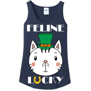 Feline Lucky Cat St Patricks Day Ladies Essential Tank