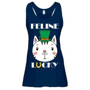 Feline Lucky Cat St Patricks Day Ladies Essential Flowy Tank