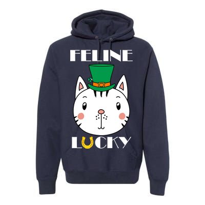 Feline Lucky Cat St Patricks Day Premium Hoodie