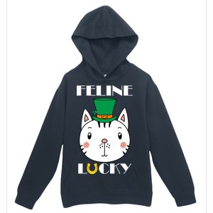 Feline Lucky Cat St Patricks Day Urban Pullover Hoodie