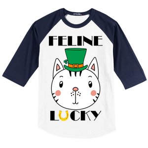 Feline Lucky Cat St Patricks Day Baseball Sleeve Shirt