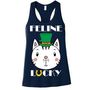 Feline Lucky Cat St Patricks Day Women's Racerback Tank