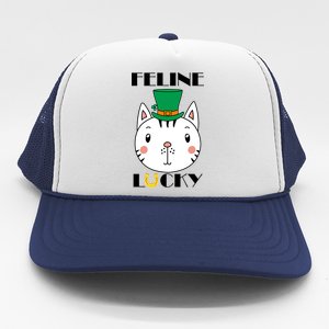 Feline Lucky Cat St Patricks Day Trucker Hat