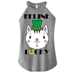 Feline Lucky Cat St Patricks Day Women's Perfect Tri Rocker Tank