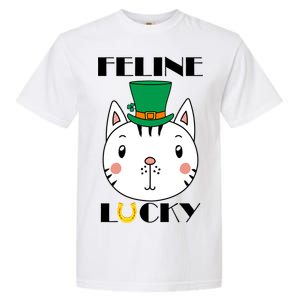 Feline Lucky Cat St Patricks Day Garment-Dyed Heavyweight T-Shirt