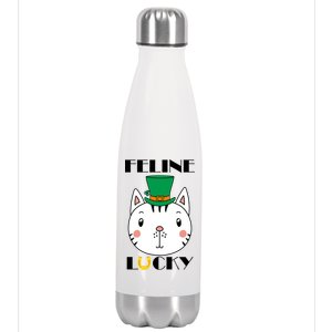 Feline Lucky Cat St Patricks Day Stainless Steel Insulated Water Bottle