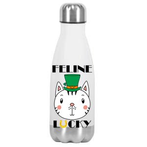 Feline Lucky Cat St Patricks Day Stainless Steel Insulated Water Bottle