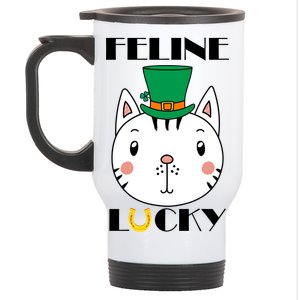 Feline Lucky Cat St Patricks Day Stainless Steel Travel Mug