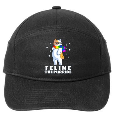 Feline The Purride LGBT Gay Pride Cat 7-Panel Snapback Hat