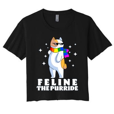 Feline The Purride LGBT Gay Pride Cat Crop Top