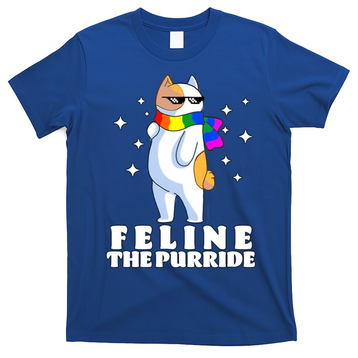 Feline The Purride LGBT Gay Pride Cat T-Shirt