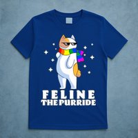 Feline The Purride LGBT Gay Pride Cat T-Shirt