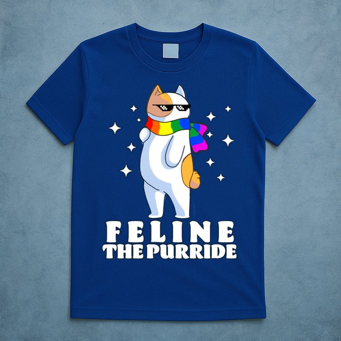 Feline The Purride LGBT Gay Pride Cat T-Shirt