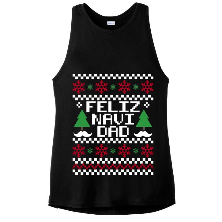 Feliz Navi DAD Ugly Christmas Ladies PosiCharge Tri-Blend Wicking Tank