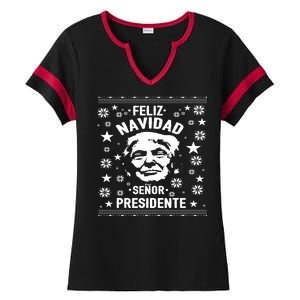 Feliz Navidad Senor President Donald Trump Ladies Halftime Notch Neck Tee