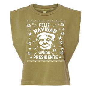 Feliz Navidad Senor President Donald Trump Garment-Dyed Women's Muscle Tee