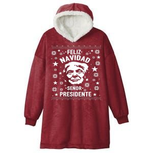 Feliz Navidad Senor President Donald Trump Hooded Wearable Blanket