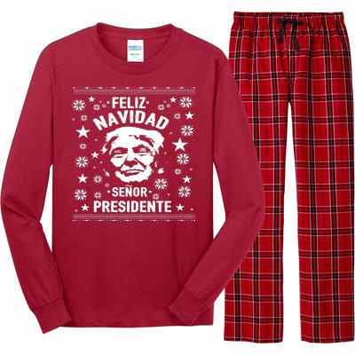 Feliz Navidad Senor President Donald Trump Long Sleeve Pajama Set