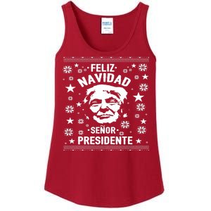 Feliz Navidad Senor President Donald Trump Ladies Essential Tank