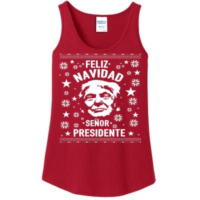 Feliz Navidad Senor President Donald Trump Ladies Essential Tank