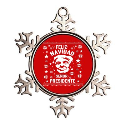 Feliz Navidad Senor President Donald Trump Metallic Star Ornament