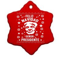 Feliz Navidad Senor President Donald Trump Ceramic Star Ornament