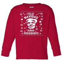 Feliz Navidad Senor President Donald Trump Toddler Long Sleeve Shirt