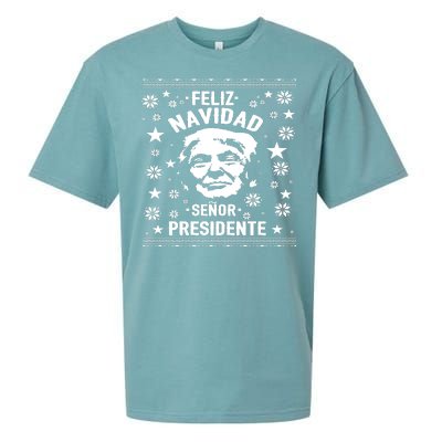 Feliz Navidad Senor President Donald Trump Sueded Cloud Jersey T-Shirt