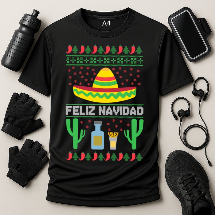 Feliz Navidad Ugly Christmas Cooling Performance Crew T-Shirt