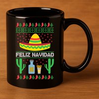 Feliz Navidad Ugly Christmas 11oz C Handle Ceramic Mug