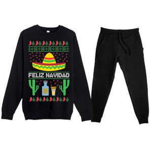 Feliz Navidad Ugly Christmas Premium Crewneck Sweatsuit Set