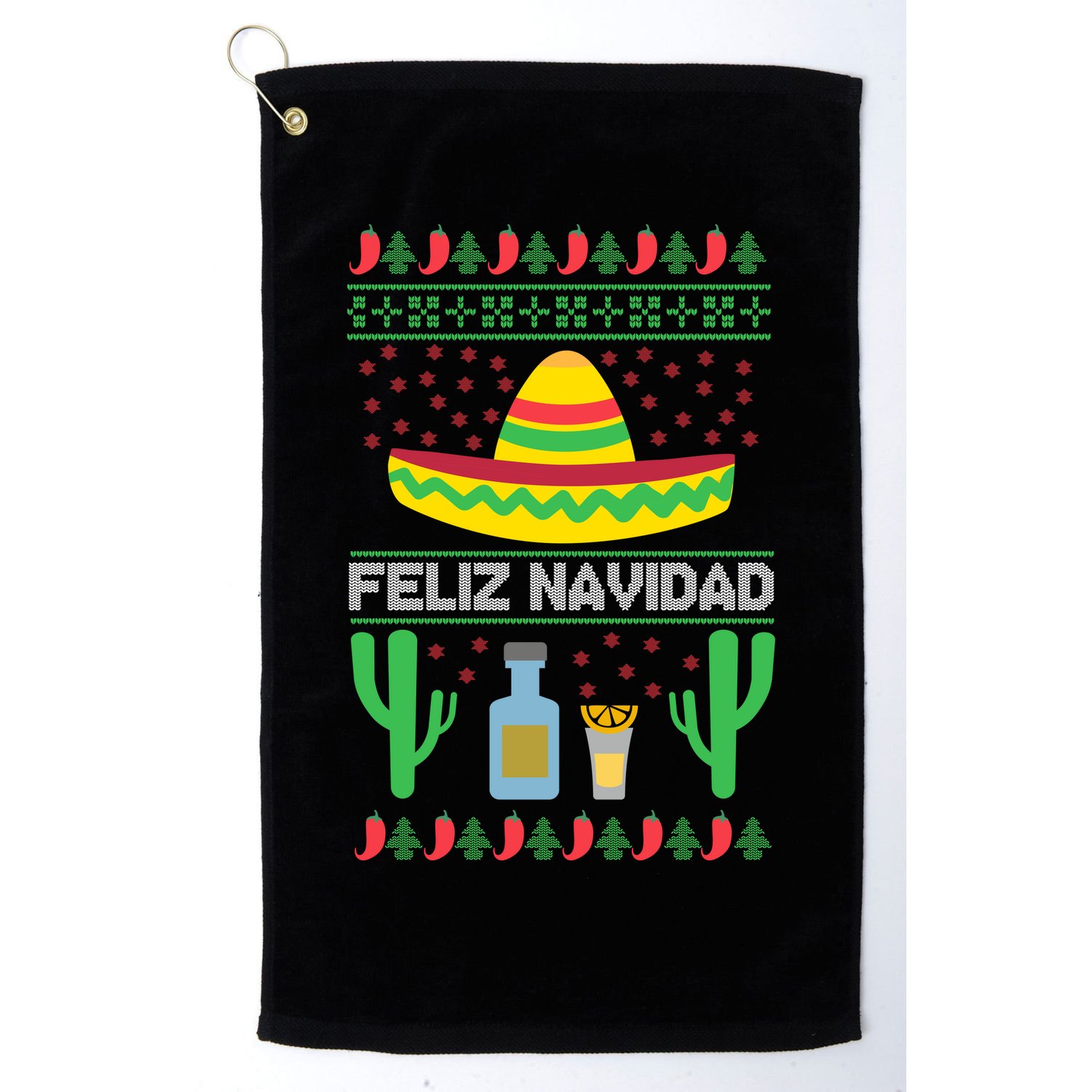 Feliz Navidad Ugly Christmas Golf Towel