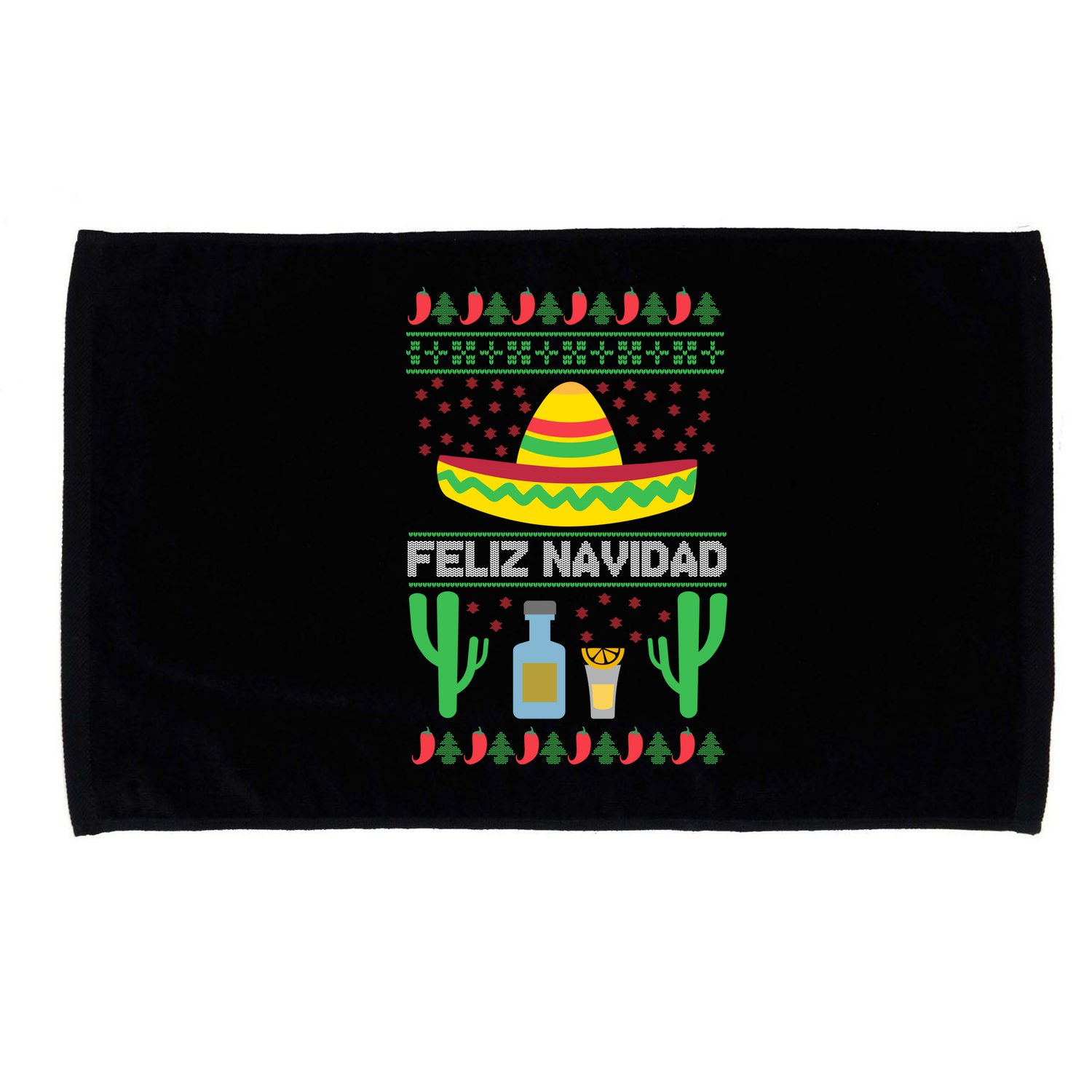 Feliz Navidad Ugly Christmas Microfiber Hand Towel