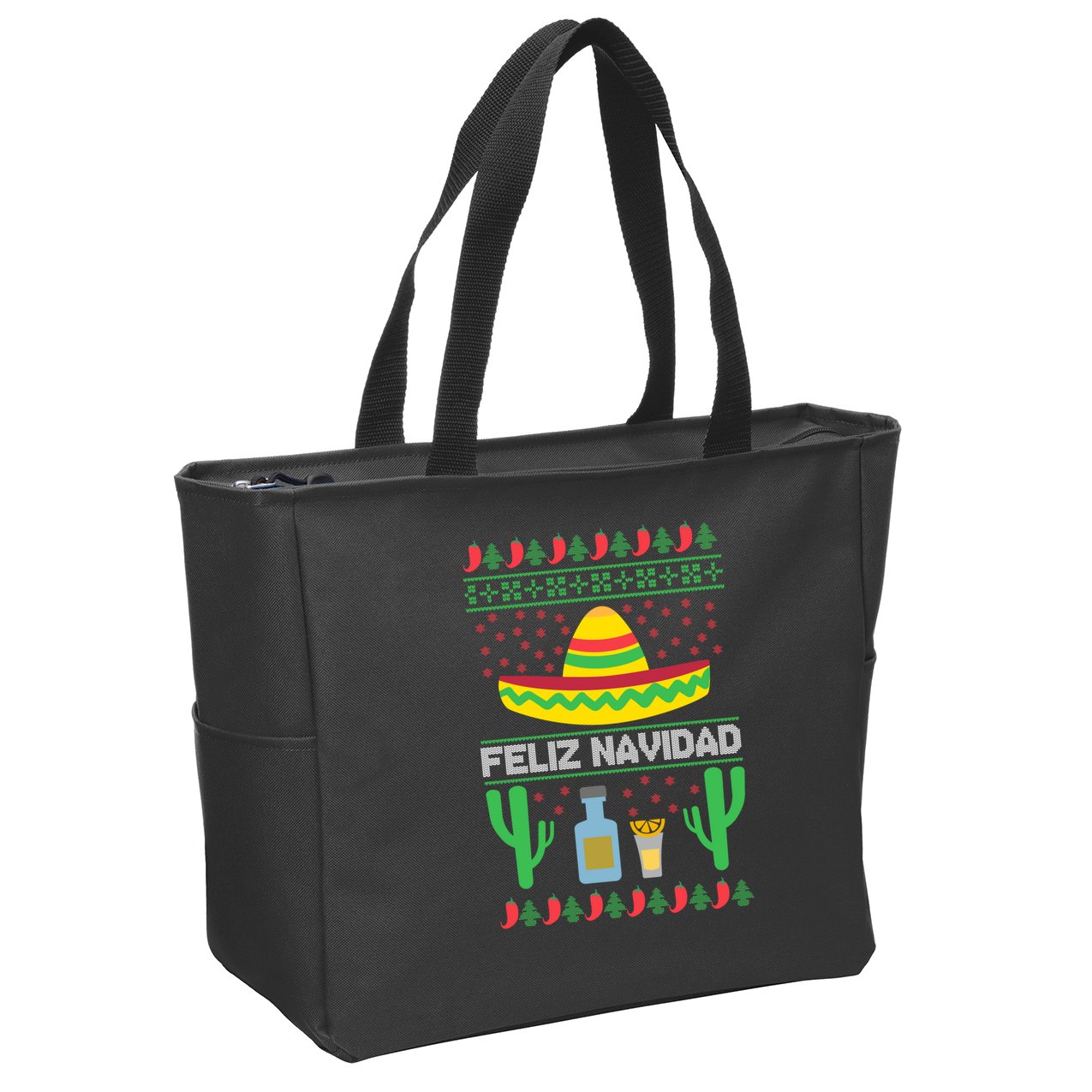 Feliz Navidad Ugly Christmas Zip Tote Bag