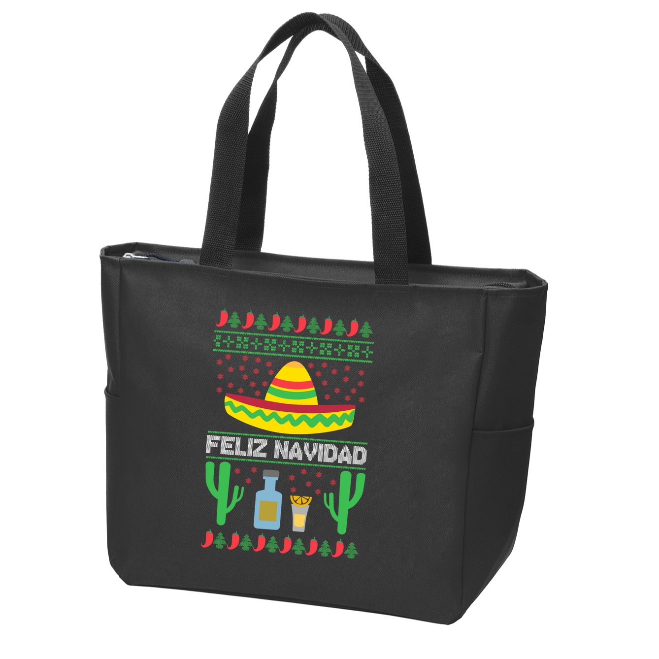 Feliz Navidad Ugly Christmas Zip Tote Bag