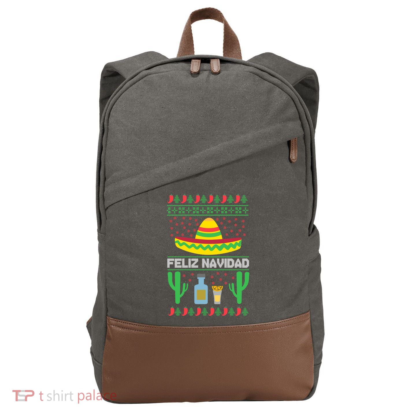 Feliz Navidad Ugly Christmas Cotton Canvas Backpack