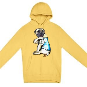 Funny English Mastiff Dog I Love Dad Tattoo English Mastiff Premium Pullover Hoodie