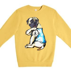 Funny English Mastiff Dog I Love Dad Tattoo English Mastiff Premium Crewneck Sweatshirt